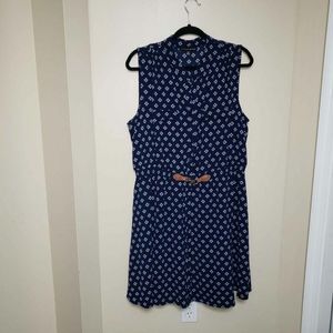 Always Indigo navy blue white patterned dress